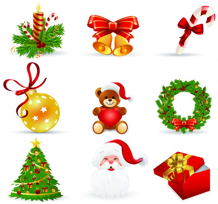 free vector Beautiful christmas icons vector